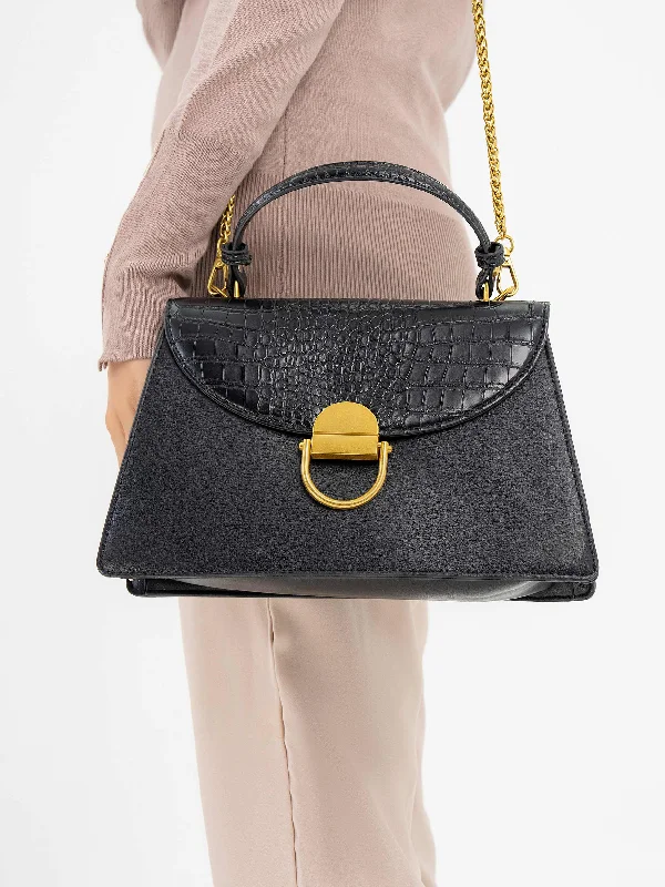 Snake Textured Flap Handbag