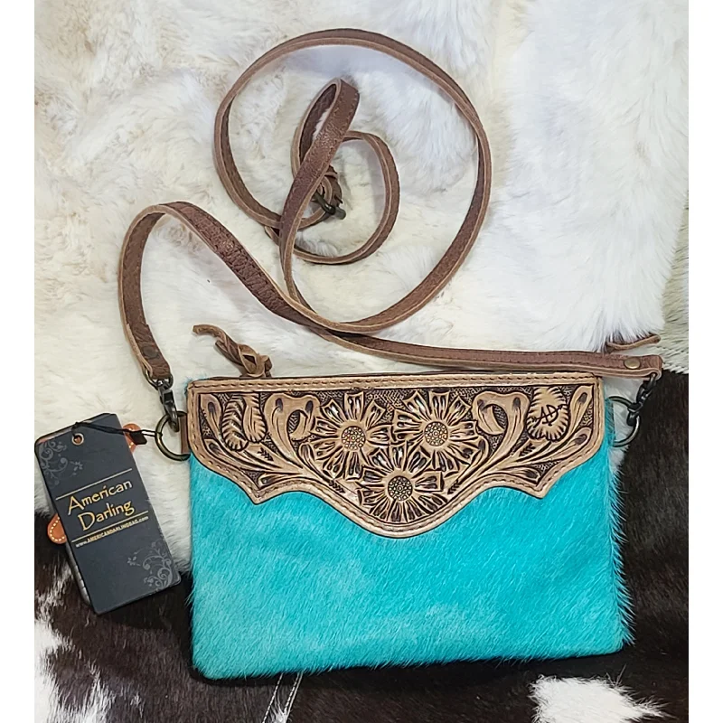 American Darling Turquoise Cowhide Crossbody