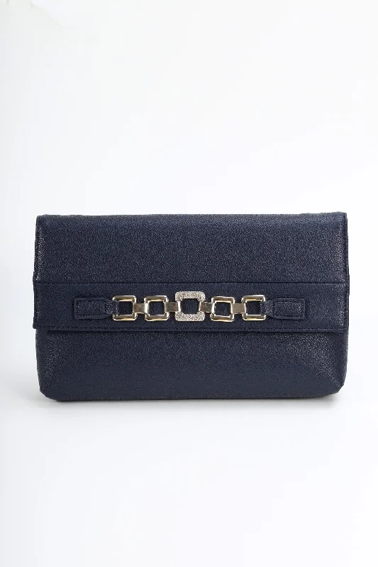 Chain Detail Clutch in Navy