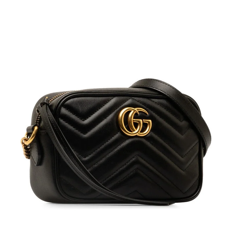 Gucci GG Marmont Killing  Mini Shoulder Bag 448065 Black Leather  Gucci