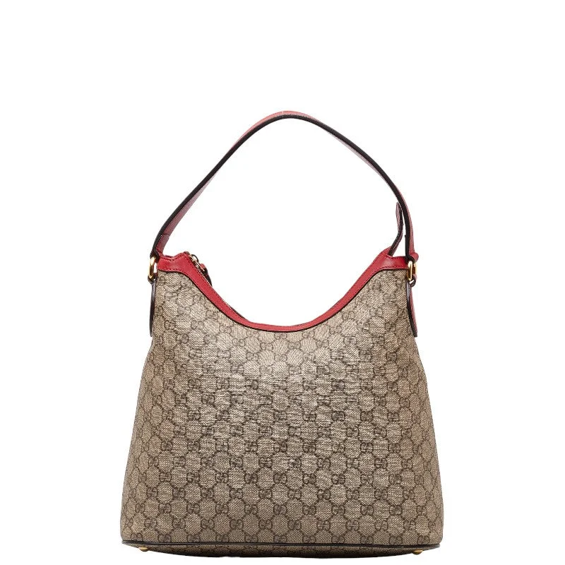 Gucci GG Supreme Shoulder Bag 2WAY 414930 Beige Red PVC Leather  Gucci