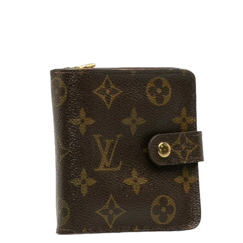 Louis Vuitton Monogram M61667 Double Folded Wallet PVC/Leather Brown