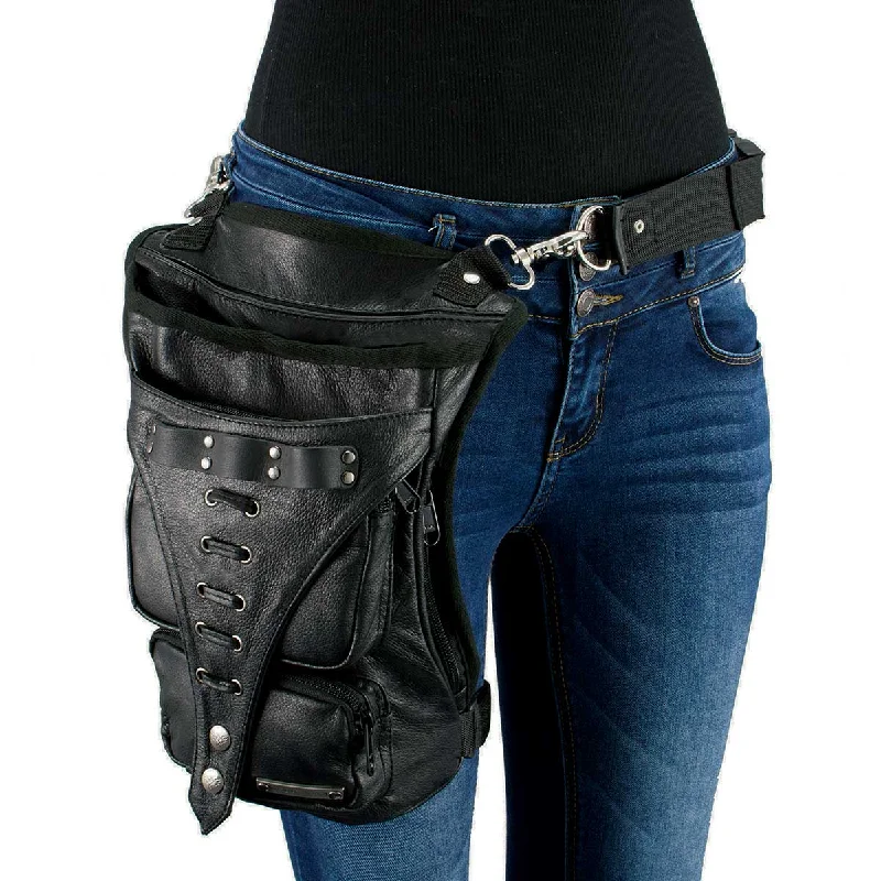 Milwaukee Leather MP8898 Black Leather Conceal and Carry Thigh Bag with Waist Belt Trendy Purses At Unbeatable Discounts Milwaukee Leather MP8898 Black Leather Conceal and Carry Thigh Bag with Waist Belt Trendy Purses At Unbeatable Discounts