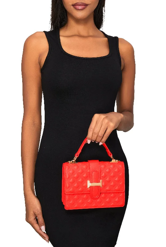 Faux Leather Geometric Quilted Crossbody Handbag