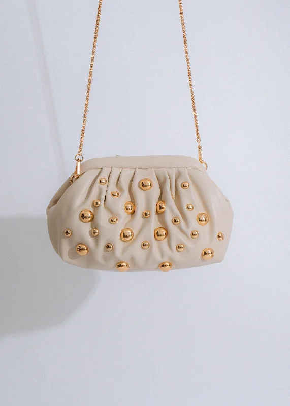 Stellar Studded Clutch Nude