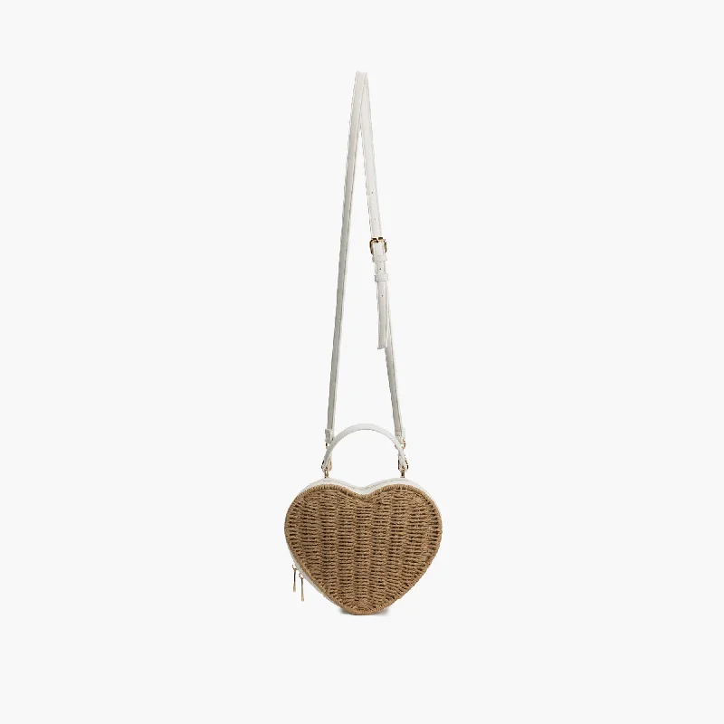 Instant Shipping! Sundrop Heart Straw Crossbody - White