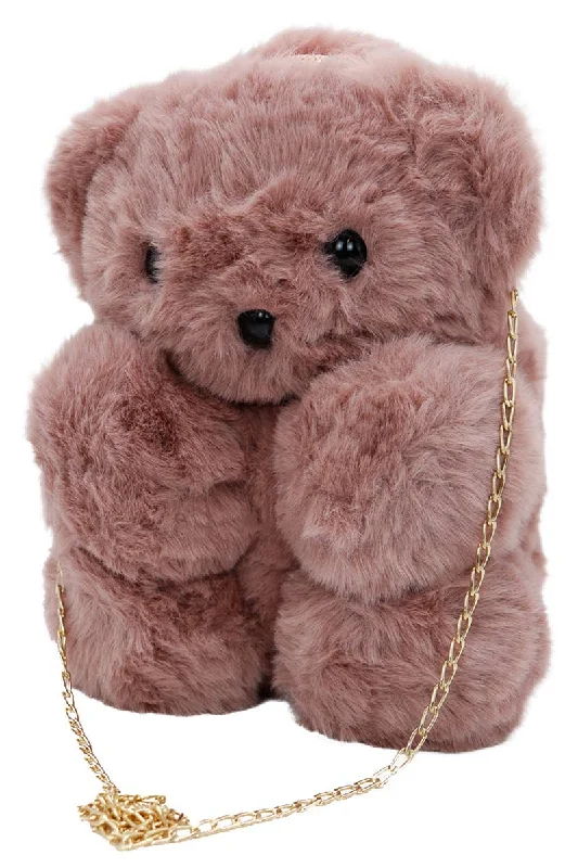 Instant Shipping! Teddy Bear Faux Fur Plush Lined Crossbody Bag