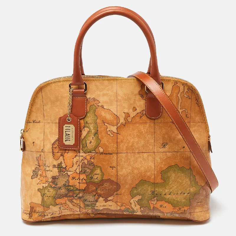 Alviero Martini 1A Classe Geo Print Coated Canvas And Leather Dome Satchel