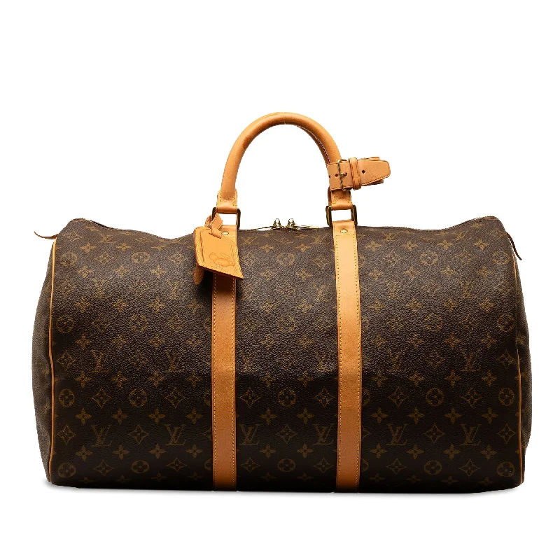 Brown Louis Vuitton Monogram Keepall 50 Travel Bag