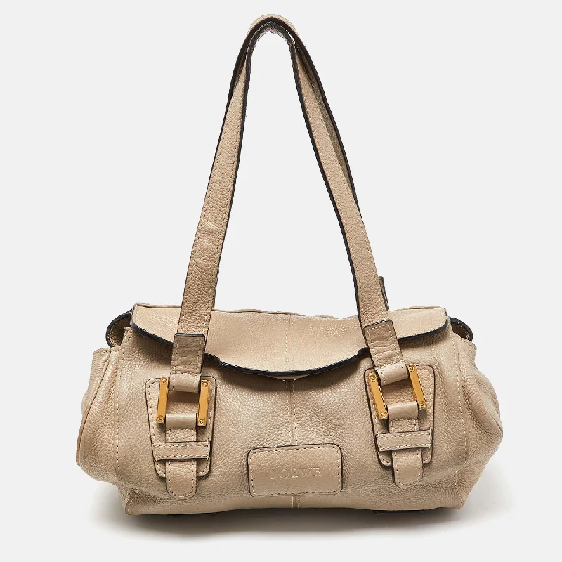 Loewe  Leather Buckle Flap Satchel