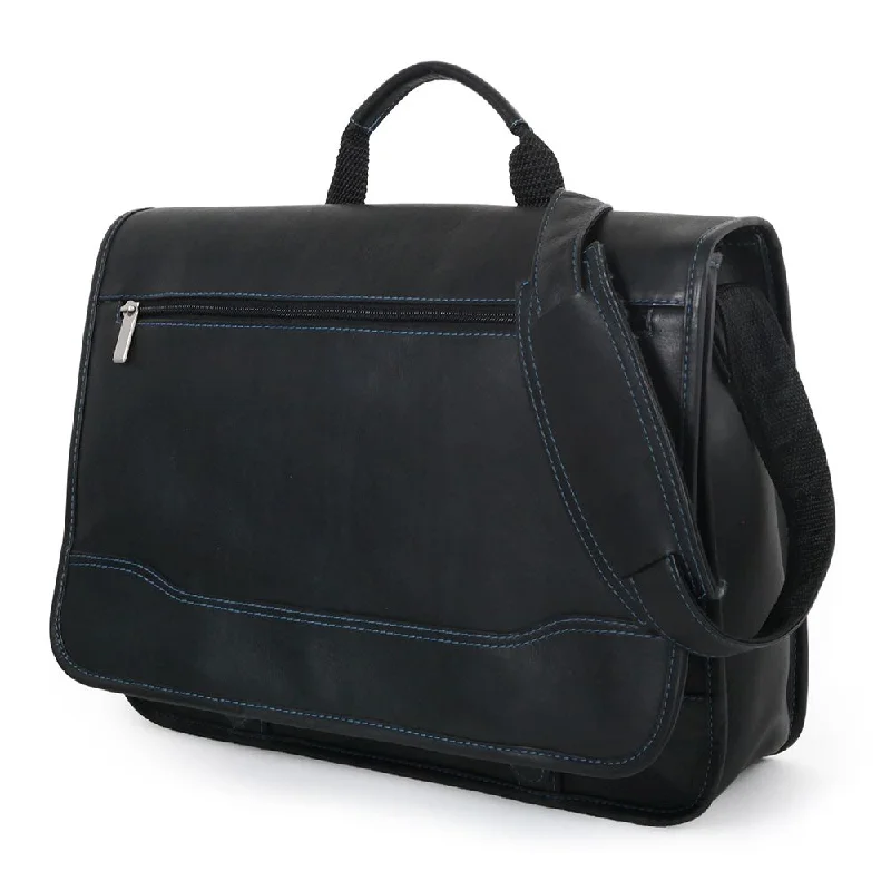 DayTrekr Messenger - Black w/Blue Top Stitching