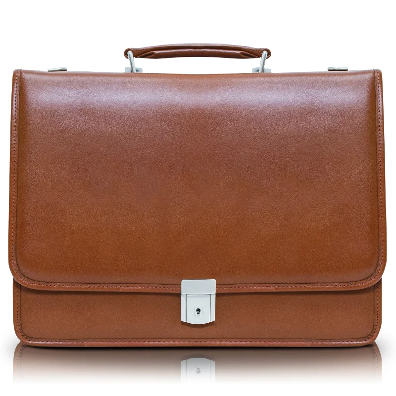 LEXINGTON | 15" Leather Flap Over Laptop Briefcase