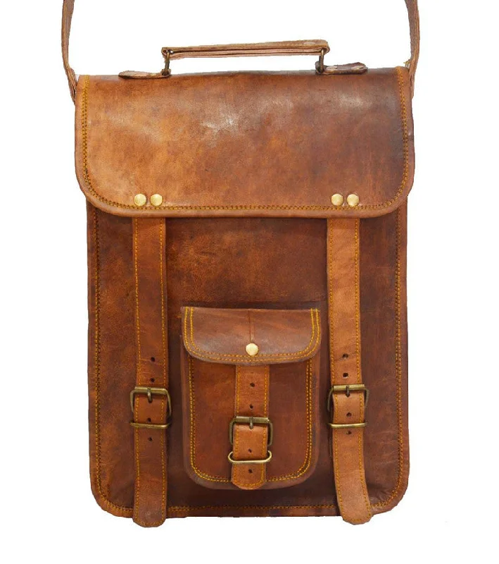 Tall Leather Satchel 15"