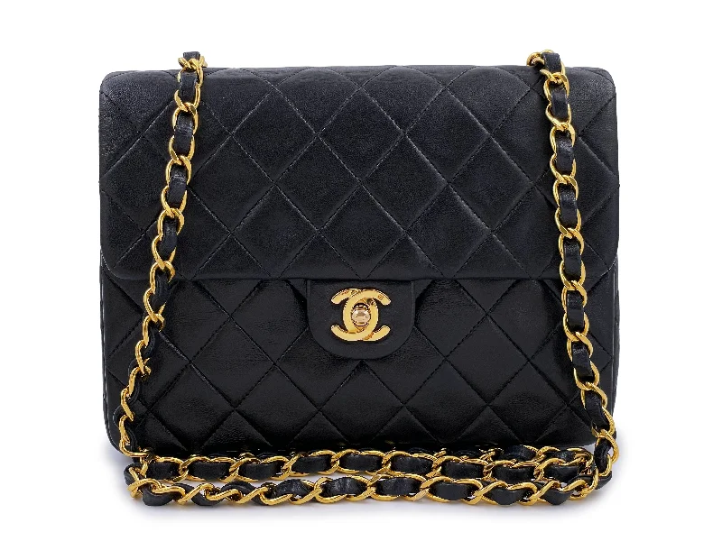 Chanel 1991 Vintage Black 20cm Square Mini Flap Bag 24k GHW