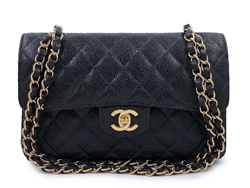 Chanel 2004 Vintage Black Caviar Small Classic Double Flap Bag 24k GHW