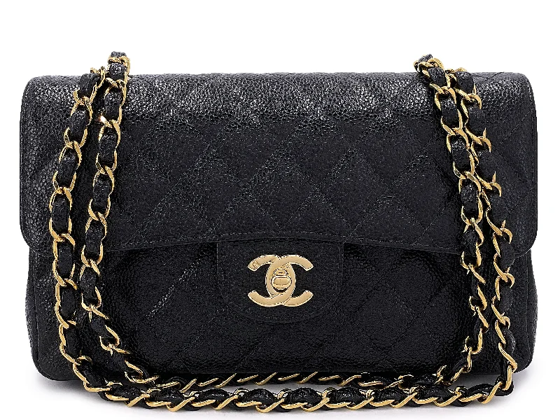 Chanel Vintage Small Caviar Classic Flap Bag 2004 Black Double 24k GHW