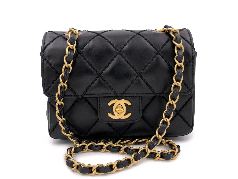 Chanel 2003 Vintage Surpique Square Mini Flap Bag GHW Wild Stitch