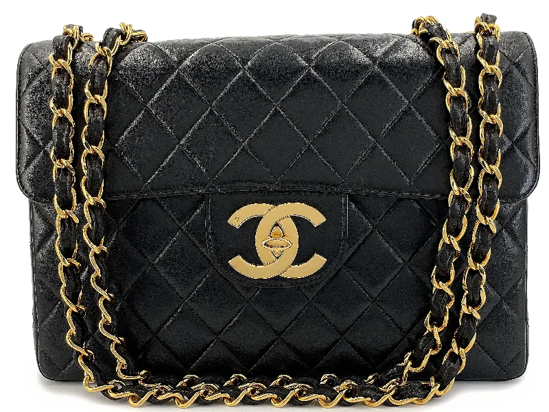 Chanel 1996 Vintage Black Jumbo Classic Flap Bag 24k GHW