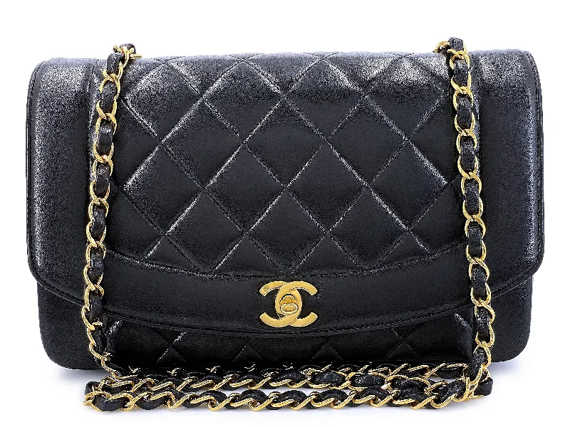 Chanel 1994 Vintage Medium Diana Flap Bag Black Lambskin 24k GHW