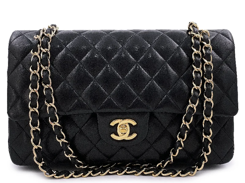 Chanel 2008 Vintage Black Medium Classic Double Flap Bag 24k GHW Lambskin 0O3