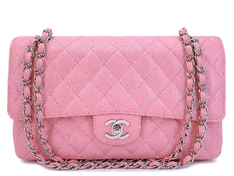 Chanel 2004 Sakura Pink Caviar Medium Classic Double Flap Bag SHW 7ZW