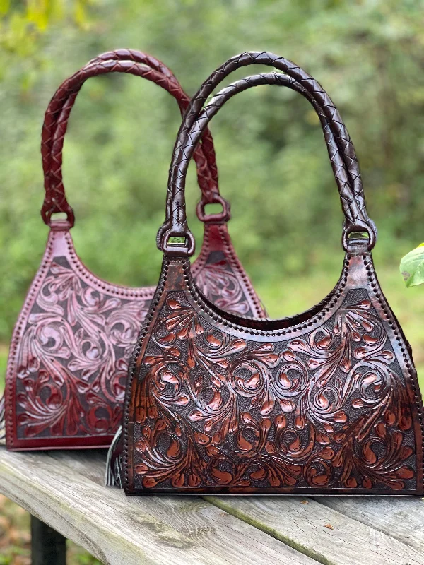 ALLE Hand-Tooled Leather Hobo Bag "LUNA" more Colors