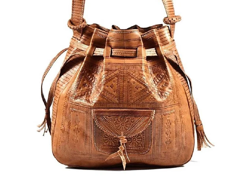 Bohemian Morocco Leather Bag - Brown Caramel