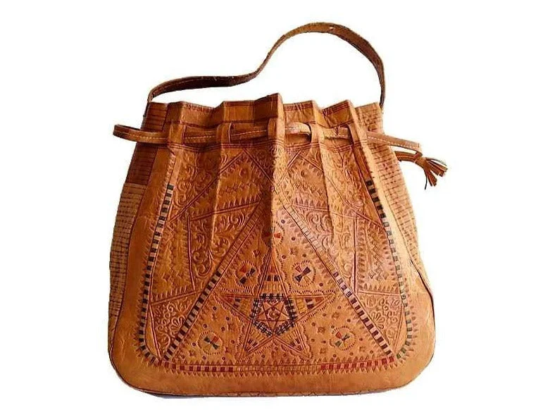 Bohemian Morocco Leather Bag - Star - Brown Caramel