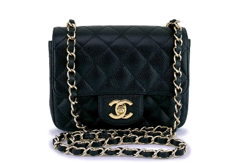 Chanel Black Caviar Classic Quilted Square Mini Flap Bag GHW