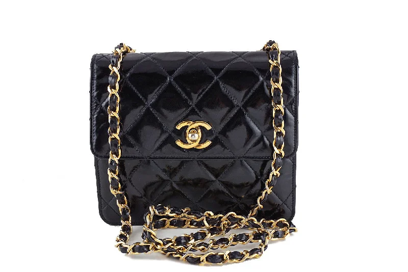 Chanel Black Vintage Patent Tall Mini Flap 2.55 Bag