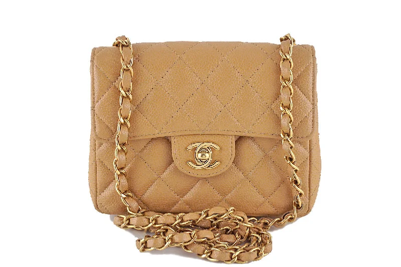 Chanel Caviar Mini Flap, Camel Beige Classic 2.55 Bag