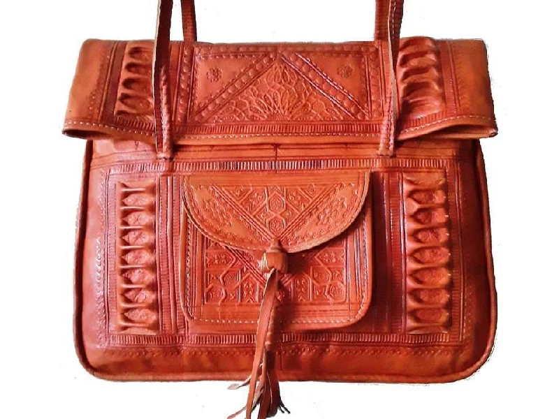 Leather Tote Bag - Chkara - Orange