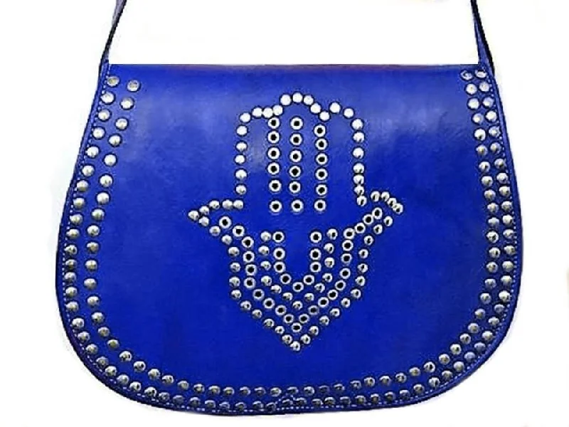 Médaillon Leather Bag - Khmissa - Blue Turquoise