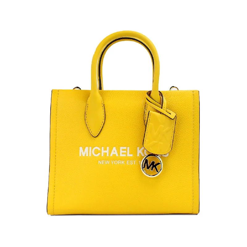 Michael Kors Mirella Small Jasmine Yellow Leather Top Zip Shopper Tote Bag