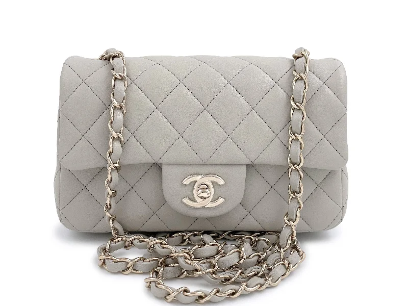 NIB 22C Chanel Gray Rectangular Mini Flap Bag GHW Gris