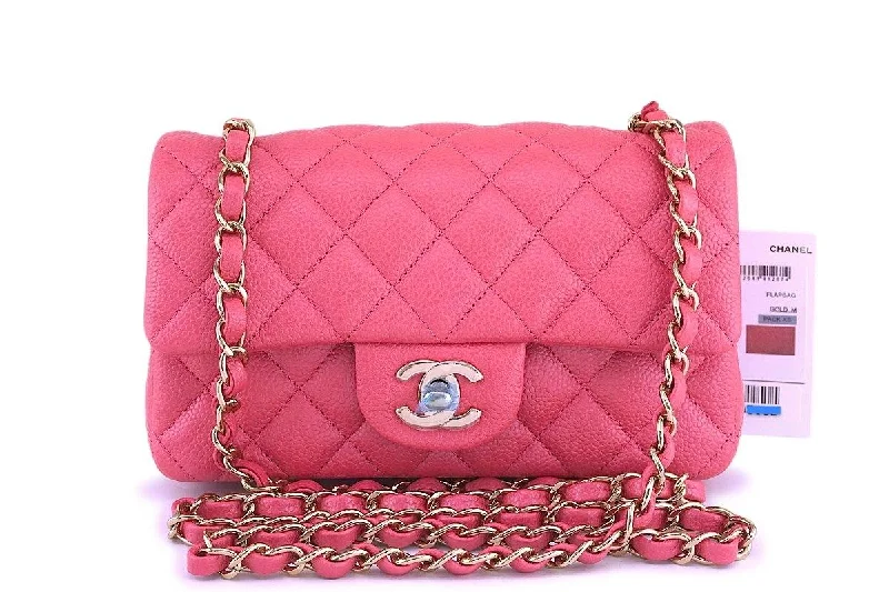 NWT 18S Chanel Pearly Pink  Caviar Classic Quilted Rectangular Mini Flap Bag