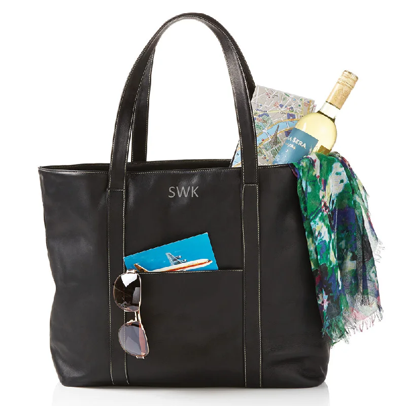 Swerv Collection Black Super Shopper Leather Tote