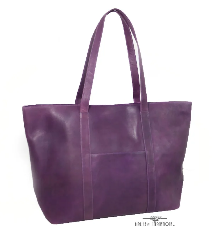 Swerv Collection Purple Leather Super Shopper Tote